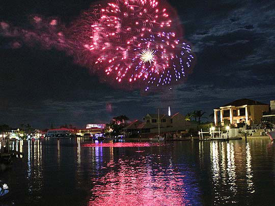 New Year's Eve fireworks as seen from Post Sails Canal Villa
