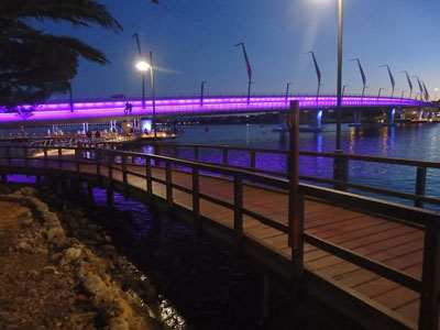 Walk to Mandurah bridge from Port Sails Canal Villa holiday rental