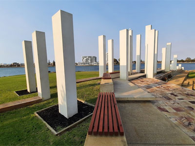 Mandurah War Memorial seen on our favourite Western Foreshore walk from Port Sails Canal Villa, Mandurah holiday rental